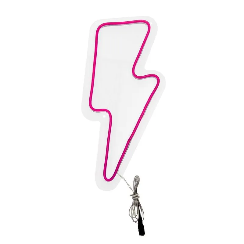 Painel Luminoso Letreiro Criativo Raio - Neon Led Rosa