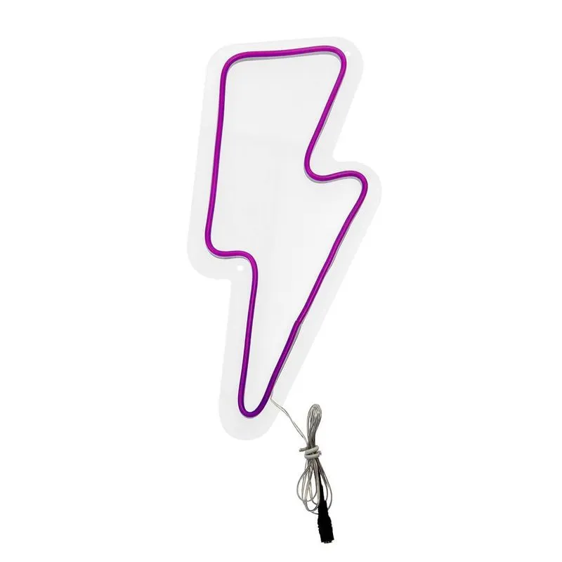 Painel Luminoso Letreiro Criativo Raio - Neon Led Roxo