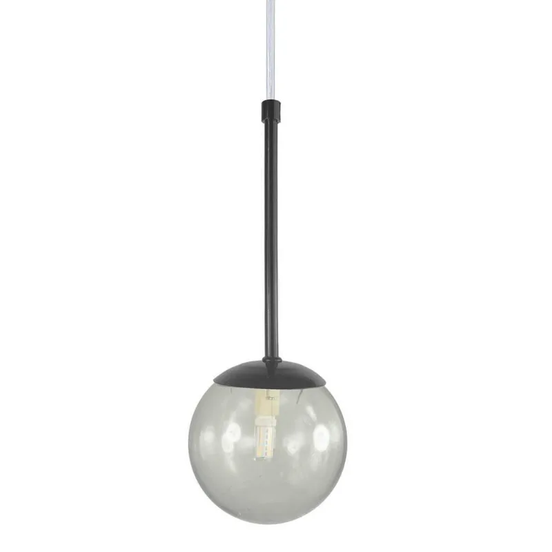 Pendente Globo Esfera De Vidro 12cm - Preto - Vidro Fume