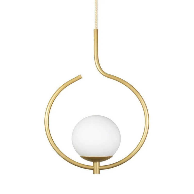 Pendente Lustre On Loop Dourado Com Globo De Vidro Branco