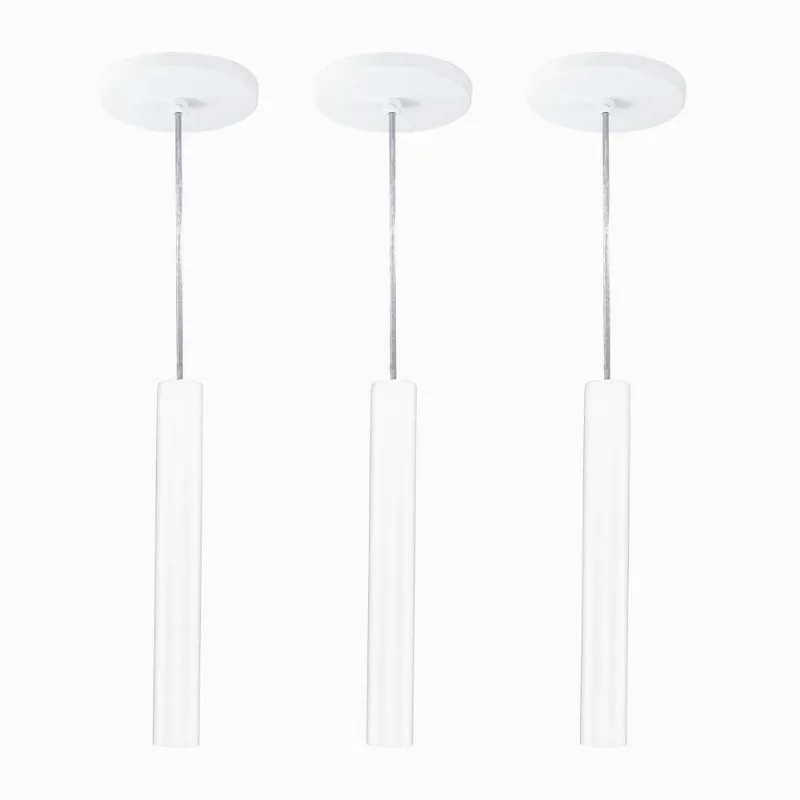 Kit 3 Pendente Tubo Palito Moderno 30cm - Branco