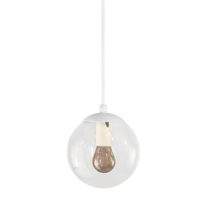 Pendente Globo Esfera De Vidro Cristal 14cm - Branco
