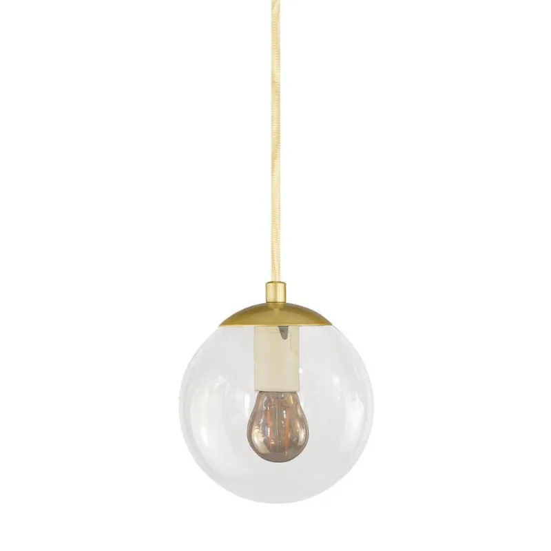 Pendente Globo Esfera De Vidro Cristal 14cm - Ouro