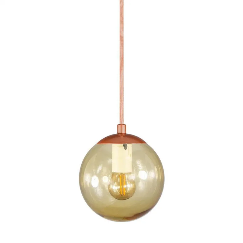 Pendente Globo Esfera De Vidro âmbar 14cm - Bronze