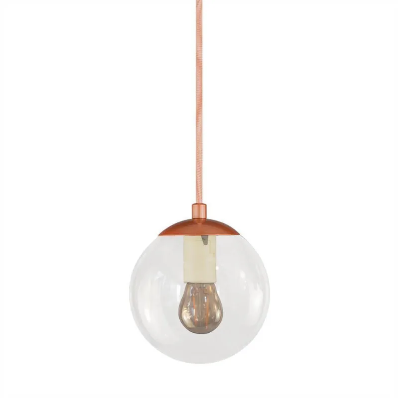 Pendente Globo Esfera De Vidro Cristal 14cm - Bronze