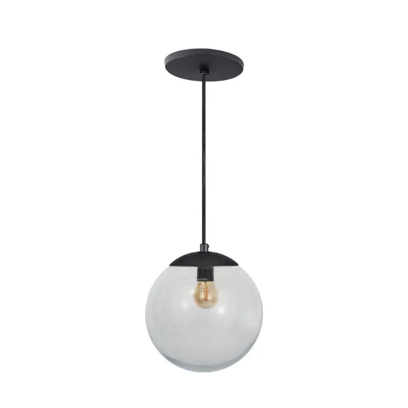 Pendente Globo Esfera De Vidro Cristal 20cm - Preto