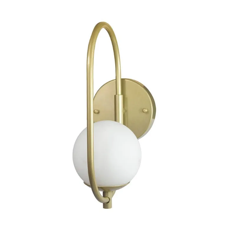 Arandela Online Dourado Globo De Vidro Branco + Led 5W