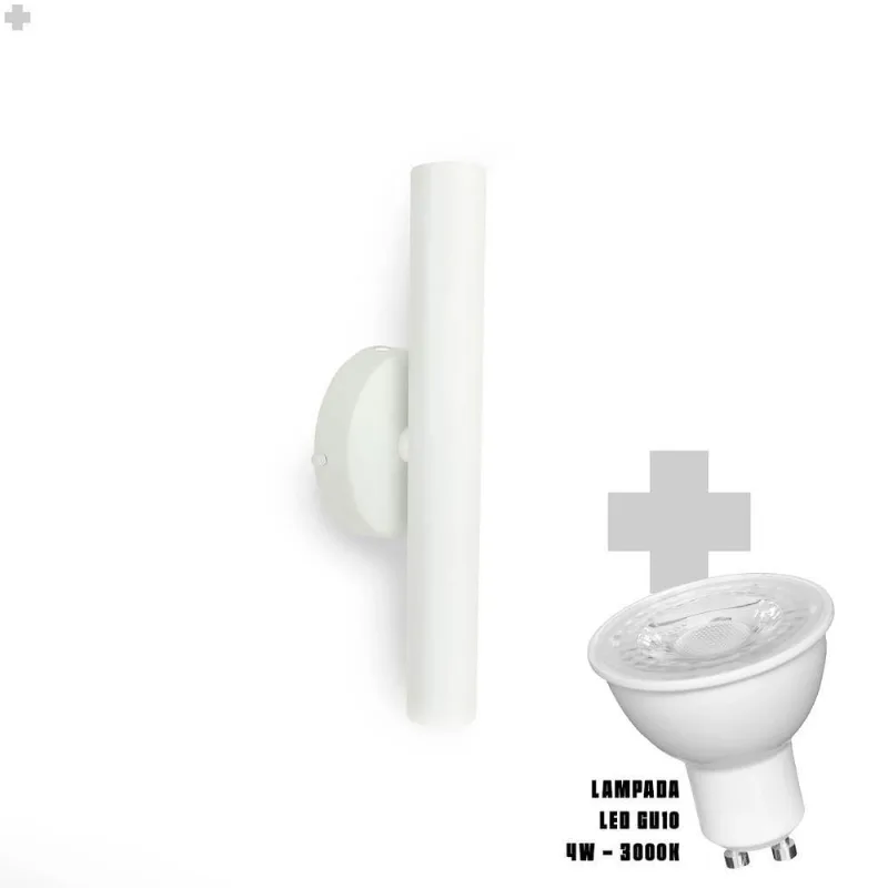 Arandela De Parede Slim Palito - Branco + Led Gu10