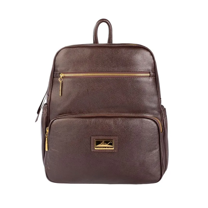 Mochila grande de couro liso Zooey Café