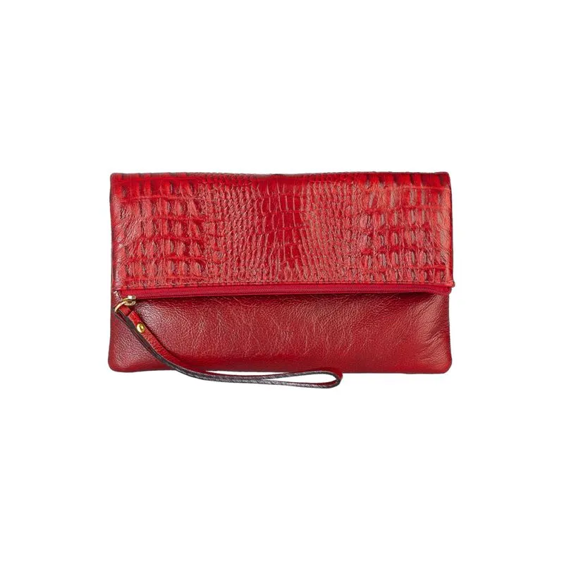 Clutch de couro croco Nikki Vermelho