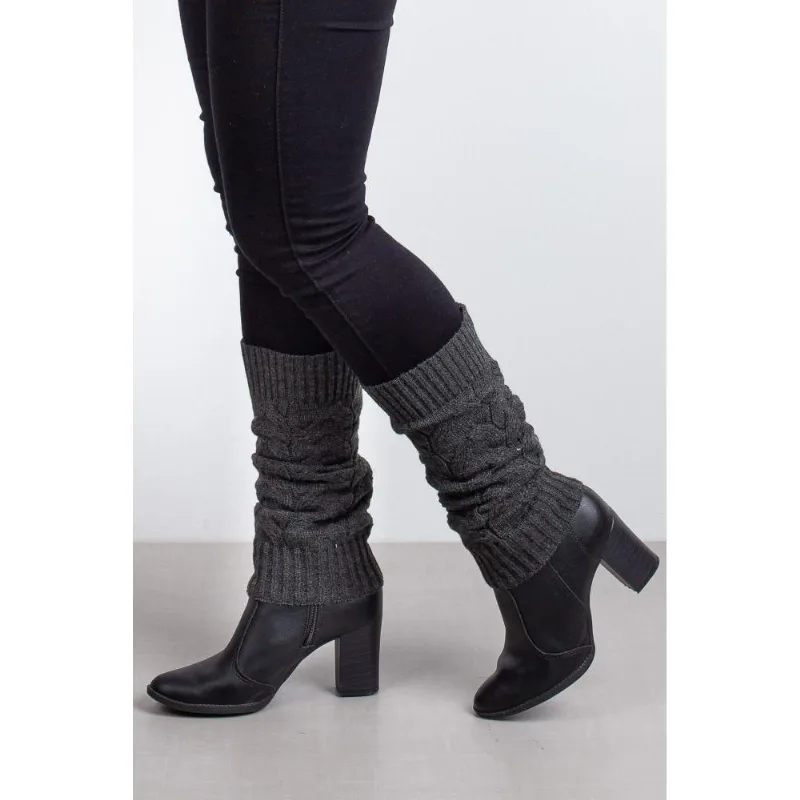 Polaina feminina de malha tricô para inverno