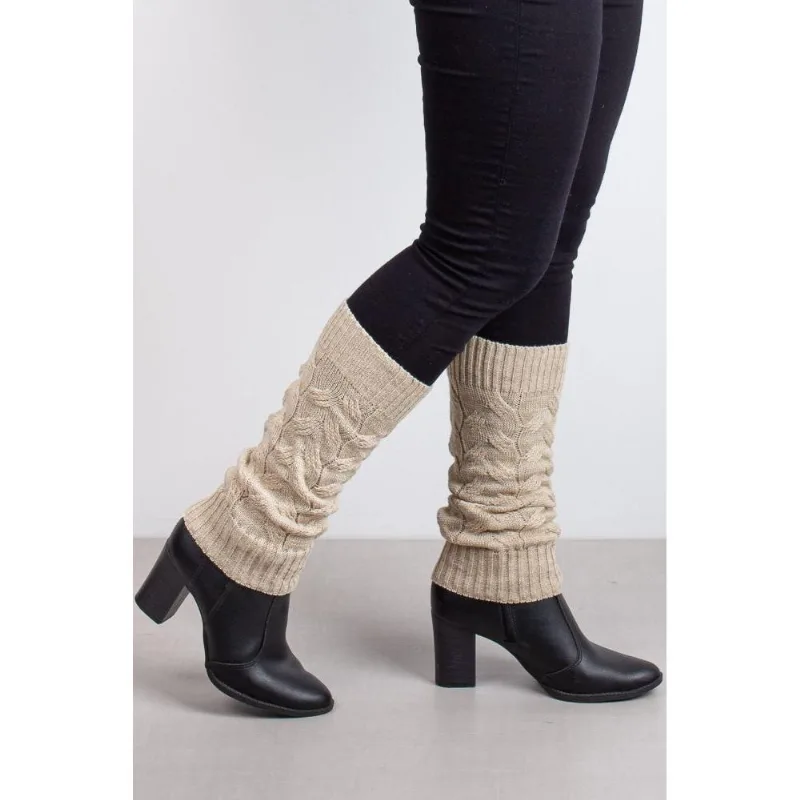Polaina feminina de malha tricô para inverno