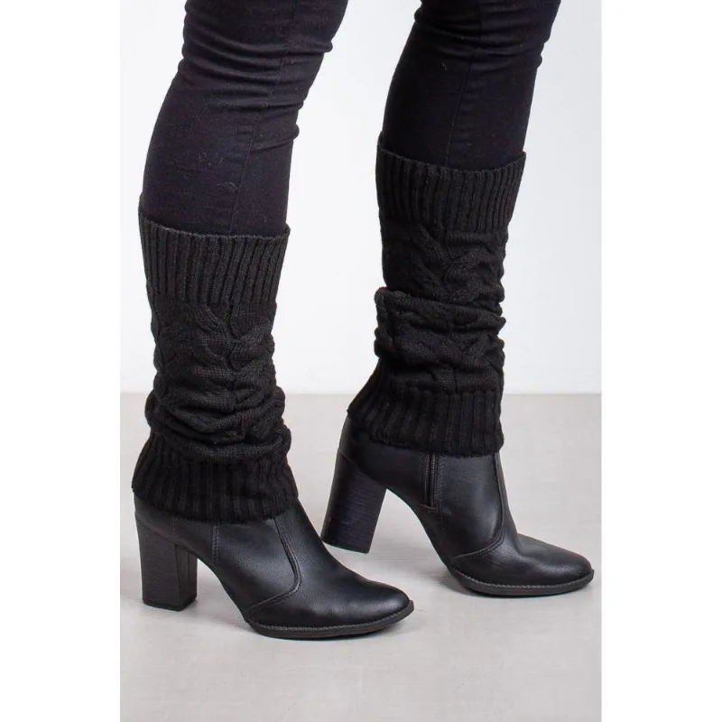 Polaina feminina de malha tricô para inverno