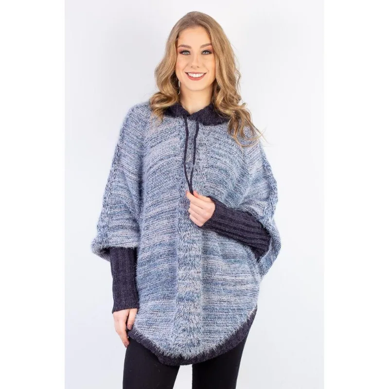 Poncho feminino de malha patchwork 60003