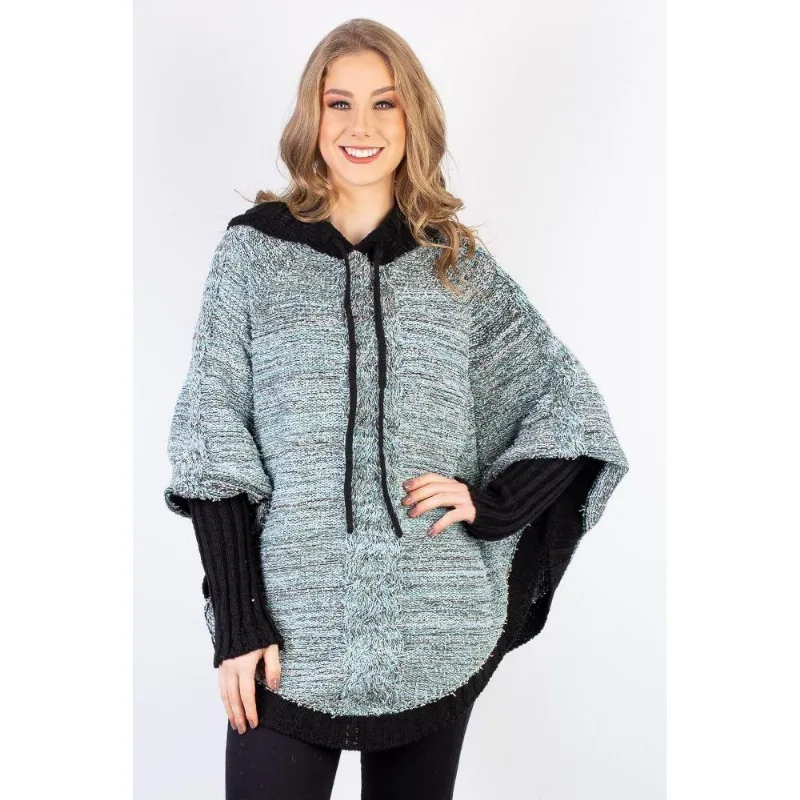 Poncho feminino de malha patchwork 60003