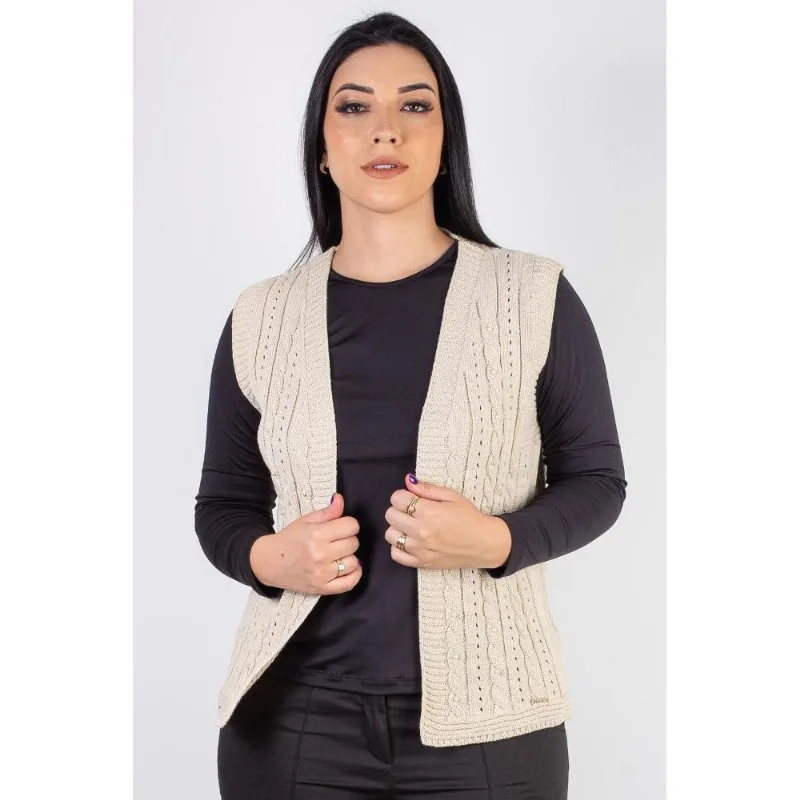Colete de malha feminino com tranças 60006