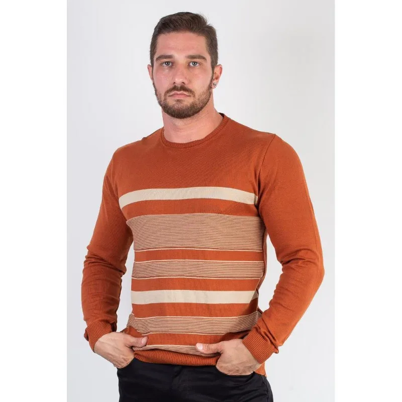 Suéter masculino de malha com listras 50004