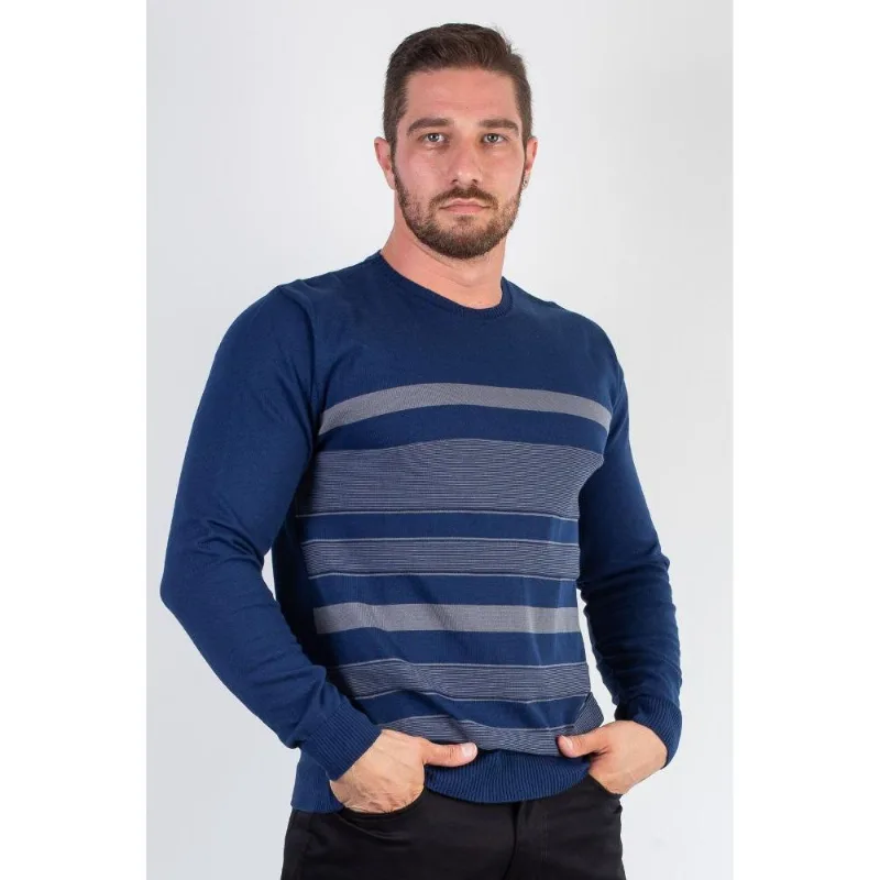 Suéter masculino de malha com listras 50004