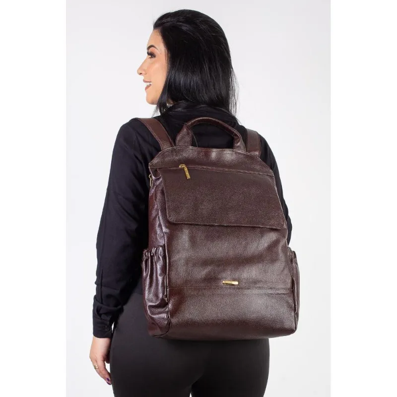 Mochila antifurto de couro liso Suzana