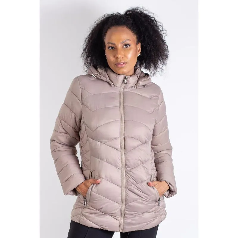 Jaqueta feminina nylon com capuz removível 80235