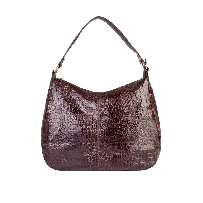 Bolsa saco grande de couro croco Carla Café