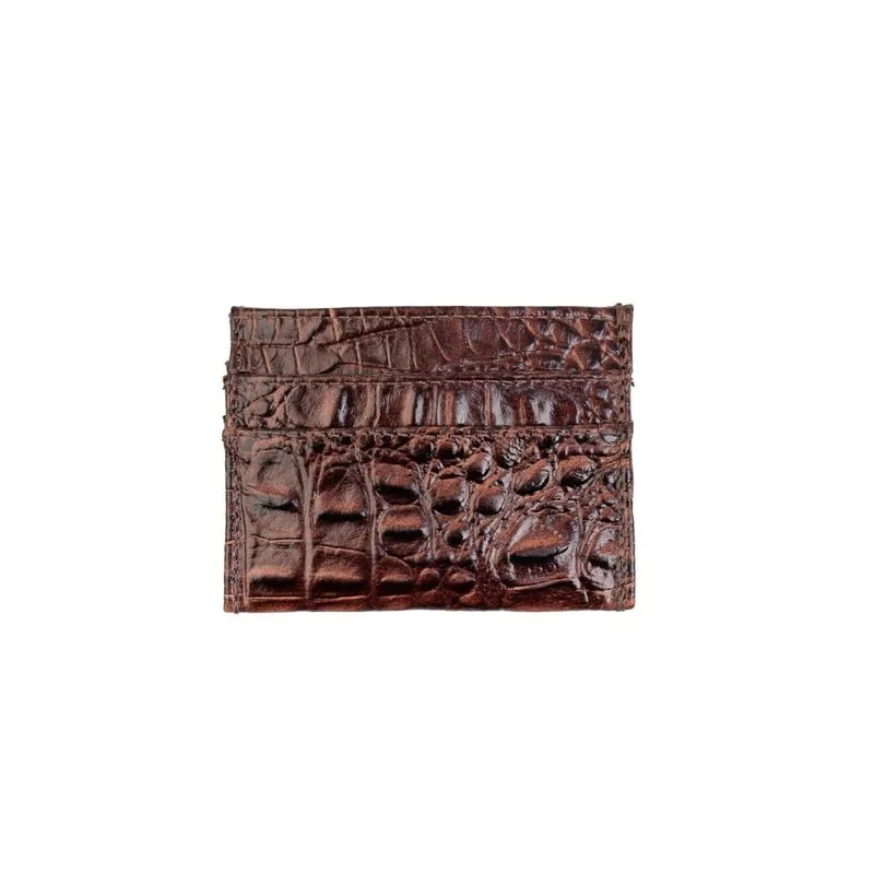 Porta cartões de couro croco Ianna 8x10cm Café