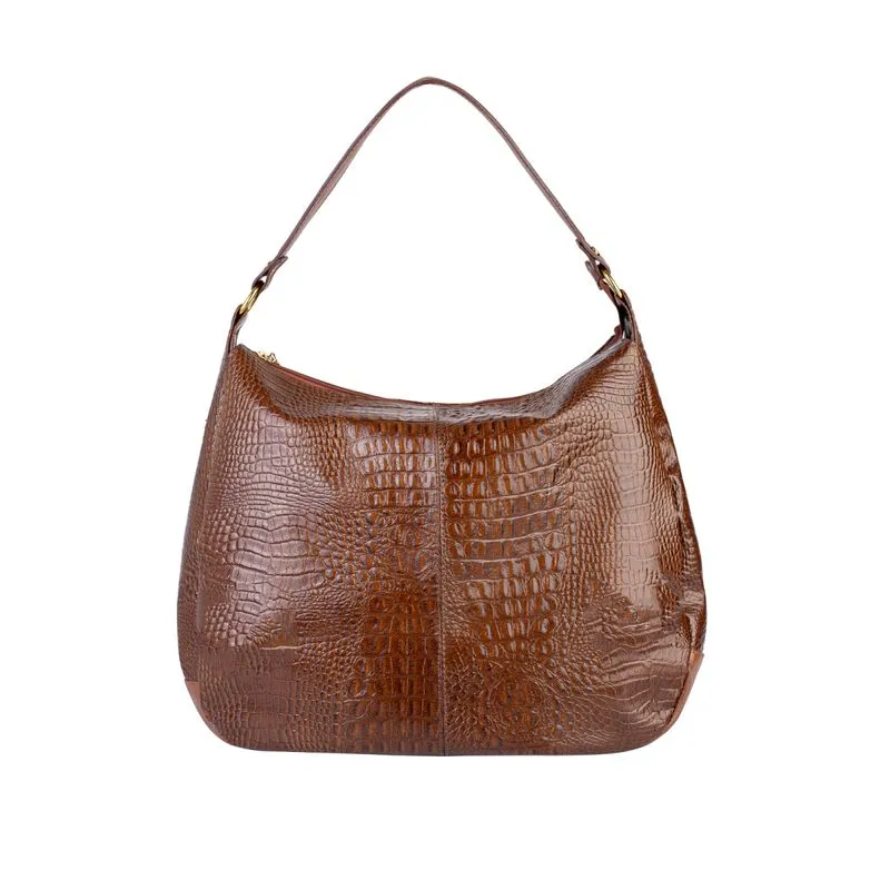 Bolsa saco grande de couro croco Carla Whisky