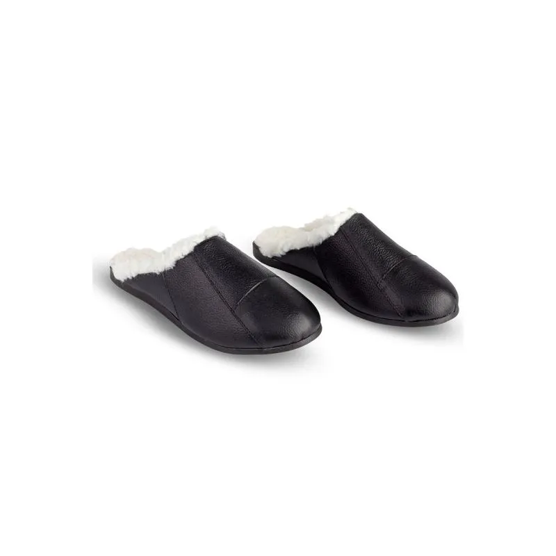 Chinelo pantufa em couro unissex forrada com pelo 6101