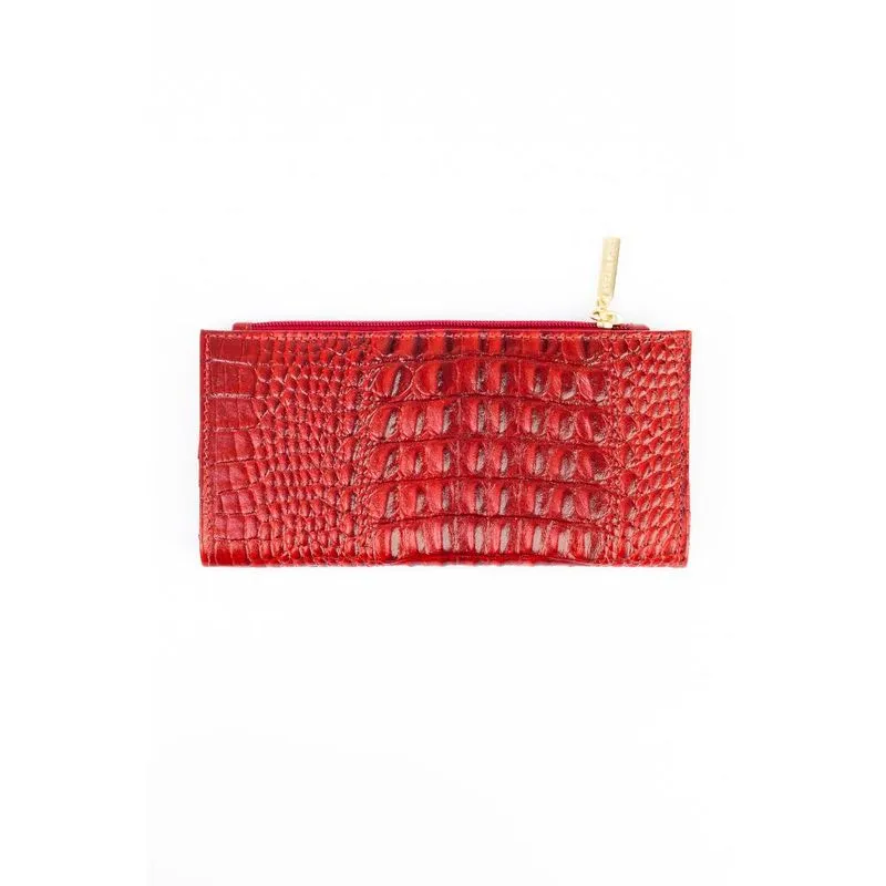 Carteira feminina de couro croco Cléo