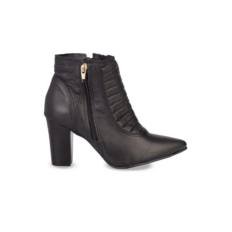 Bota cano médio de couro matelassê 6582 39 / Preto