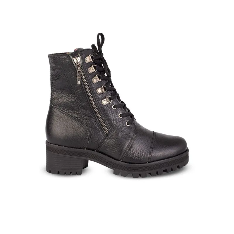Coturno feminino tratorado de couro 7533 34 / Preta