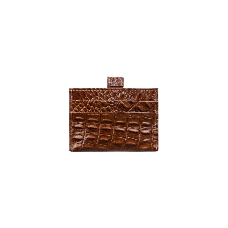 Porta cartões de couro croco Ianna 8x10cm Whisky