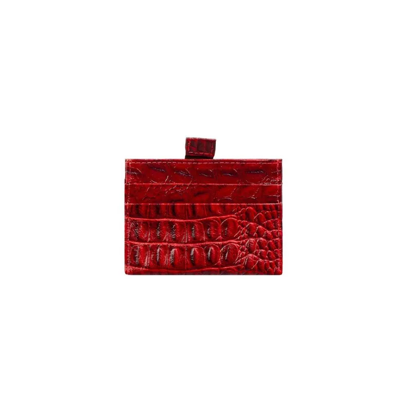 Porta Cartões De Couro Croco Ianna - Vermelho