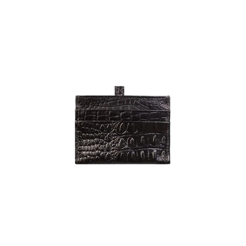 Porta cartões de couro croco Ianna 8x10cm Preto