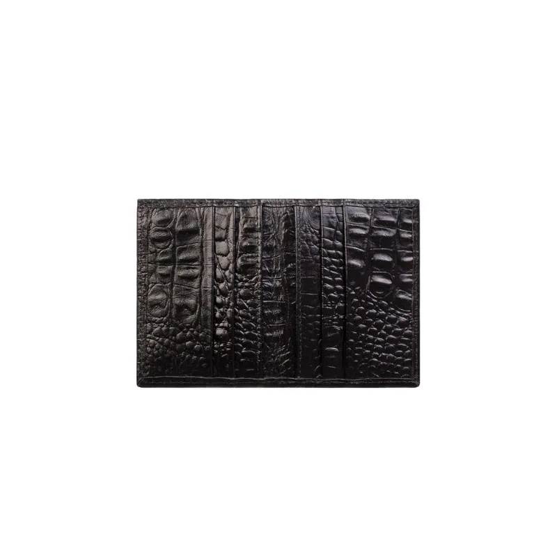 Porta Cartões De Couro Croco Andréia - Preto