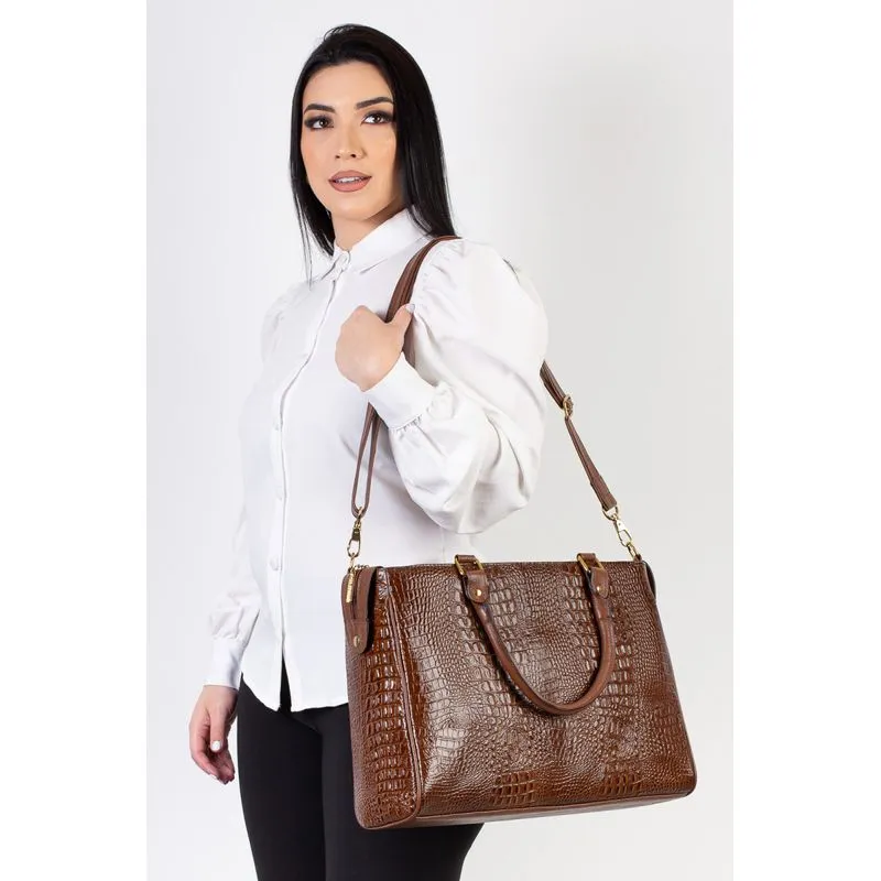 Pasta feminina de couro croco Esther Whisky