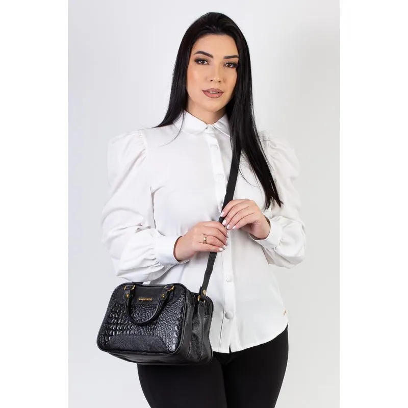 Bolsa pequena de couro croco Olívia