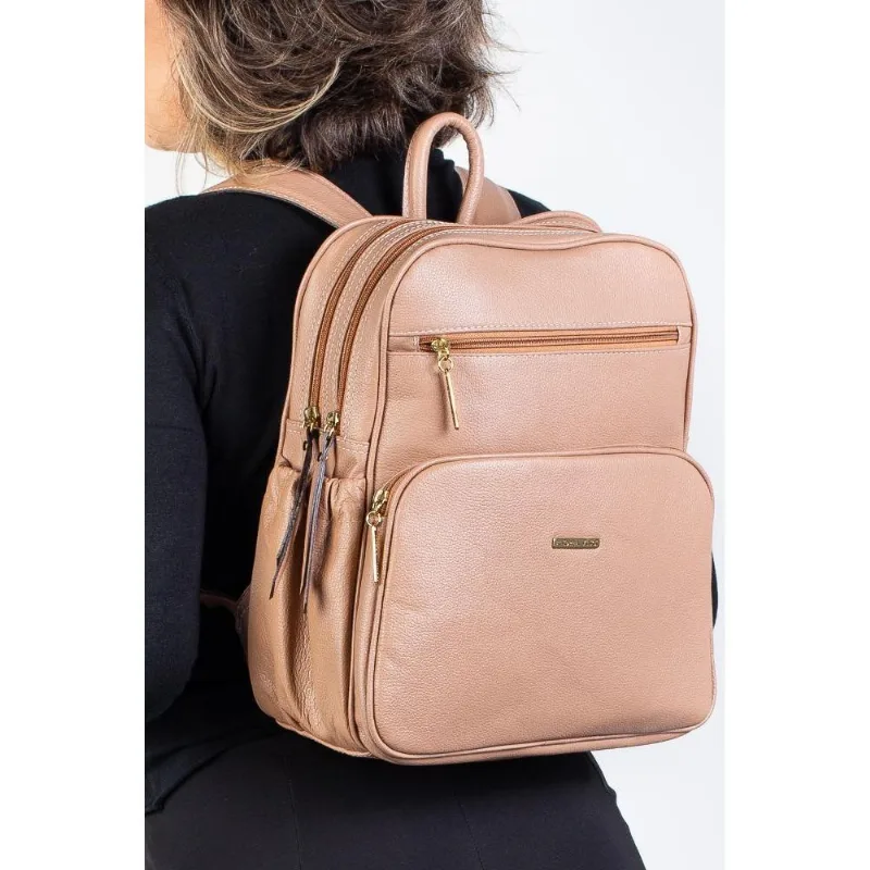 Mochila feminina de couro liso Zaya