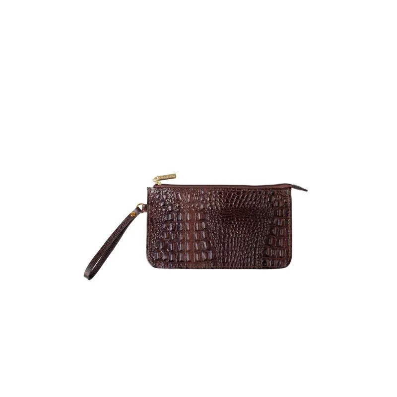 Necessaire de couro com alça Nitty 11,5x20,5cm Café