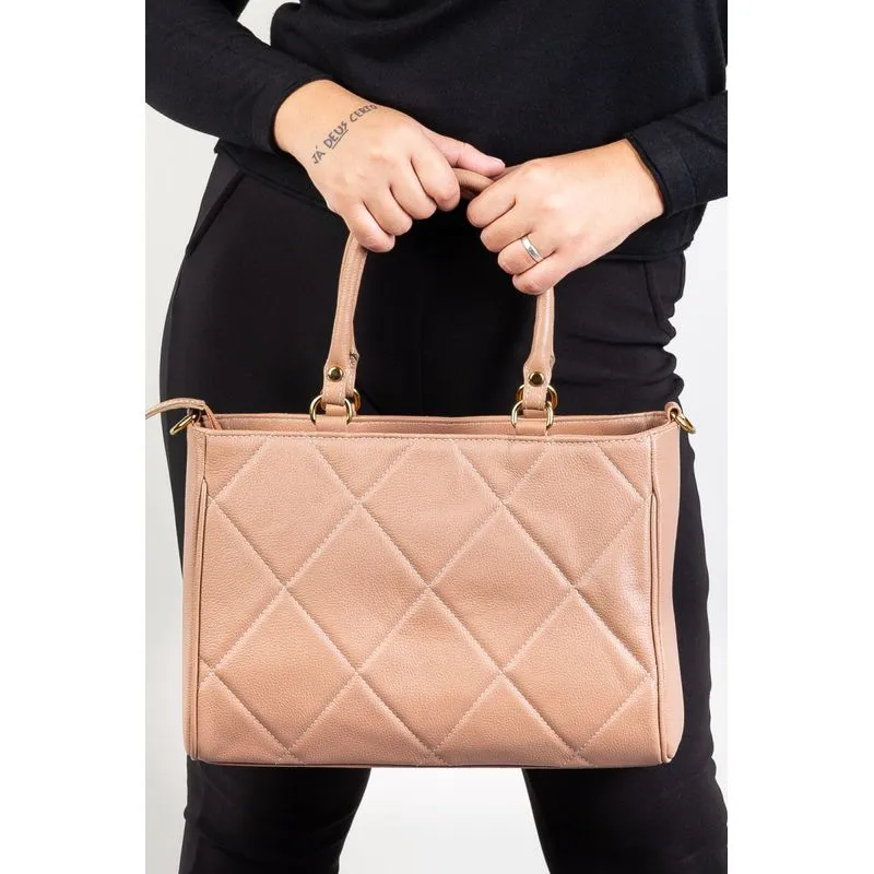 Bolsa feminina de couro liso Eliza Bege