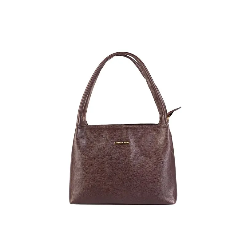 Bolsa básica de ombro em couro liso Maria Café