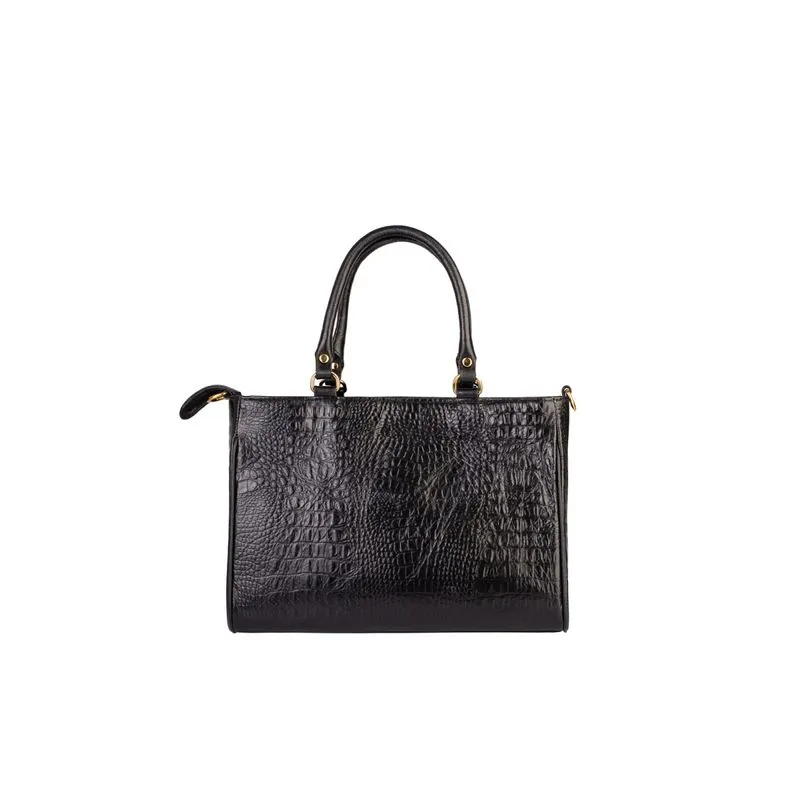 Bolsa feminina de couro croco Eliza Bege