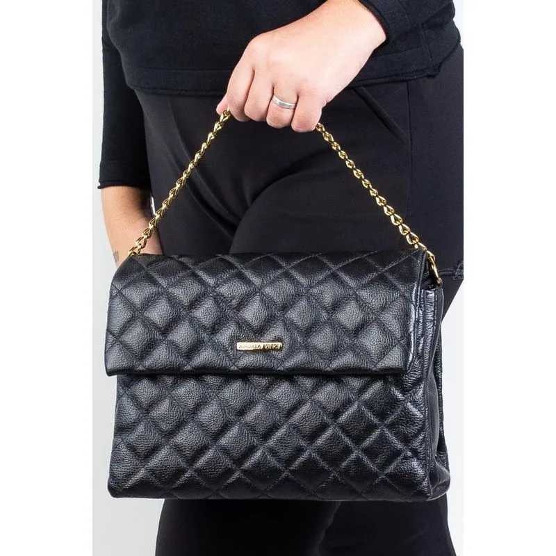 Bolsa grande de couro matelassê Giorgia