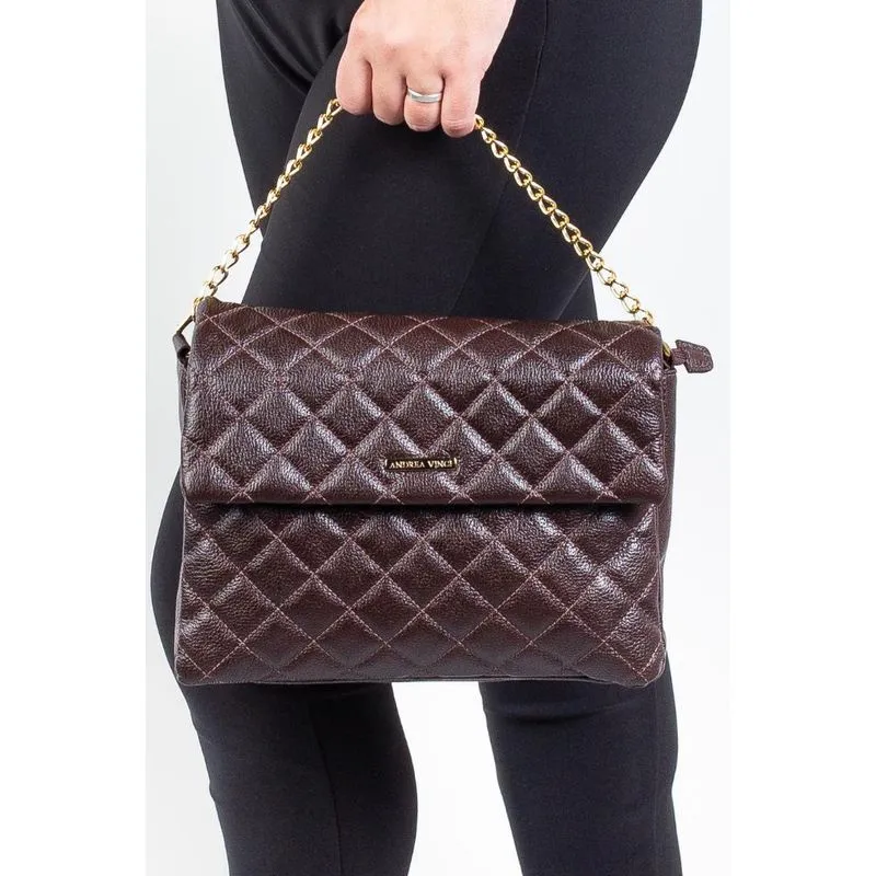 Bolsa grande de couro matelassê Giorgia