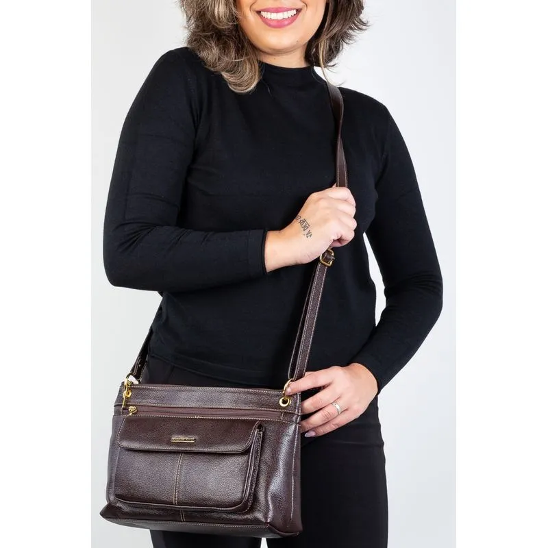 Bolsa tiracolo de couro liso Celine Café