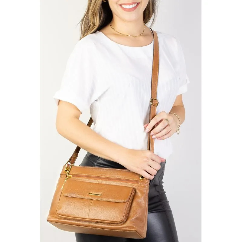 Bolsa tiracolo de couro liso Celine Caramelo