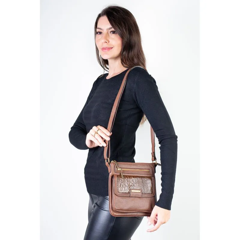 Bolsa pequena transversal em couro liso Emma Whisky