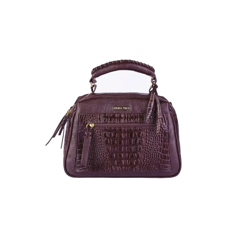 Bolsa pequena de couro croco Ruth Marsala