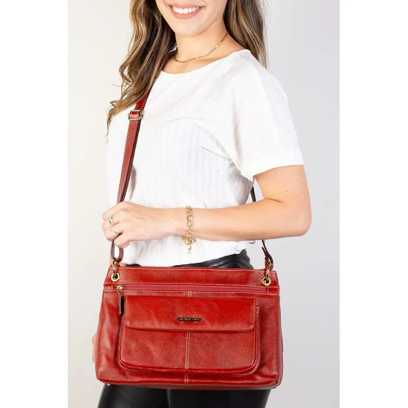 Bolsa tiracolo de couro liso Celine Vermelho