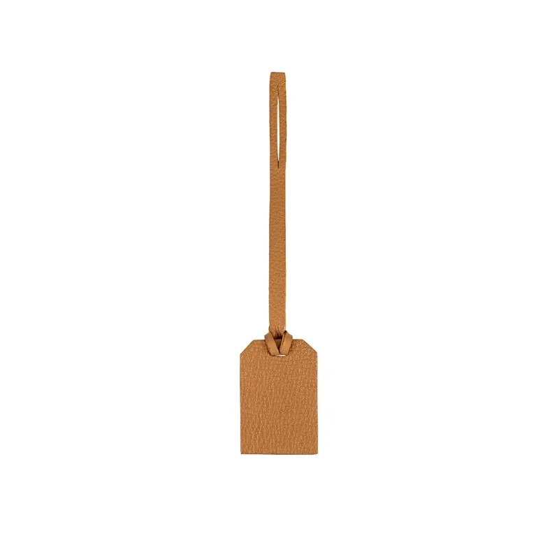 Tag de couro liso personalizada Caramelo
